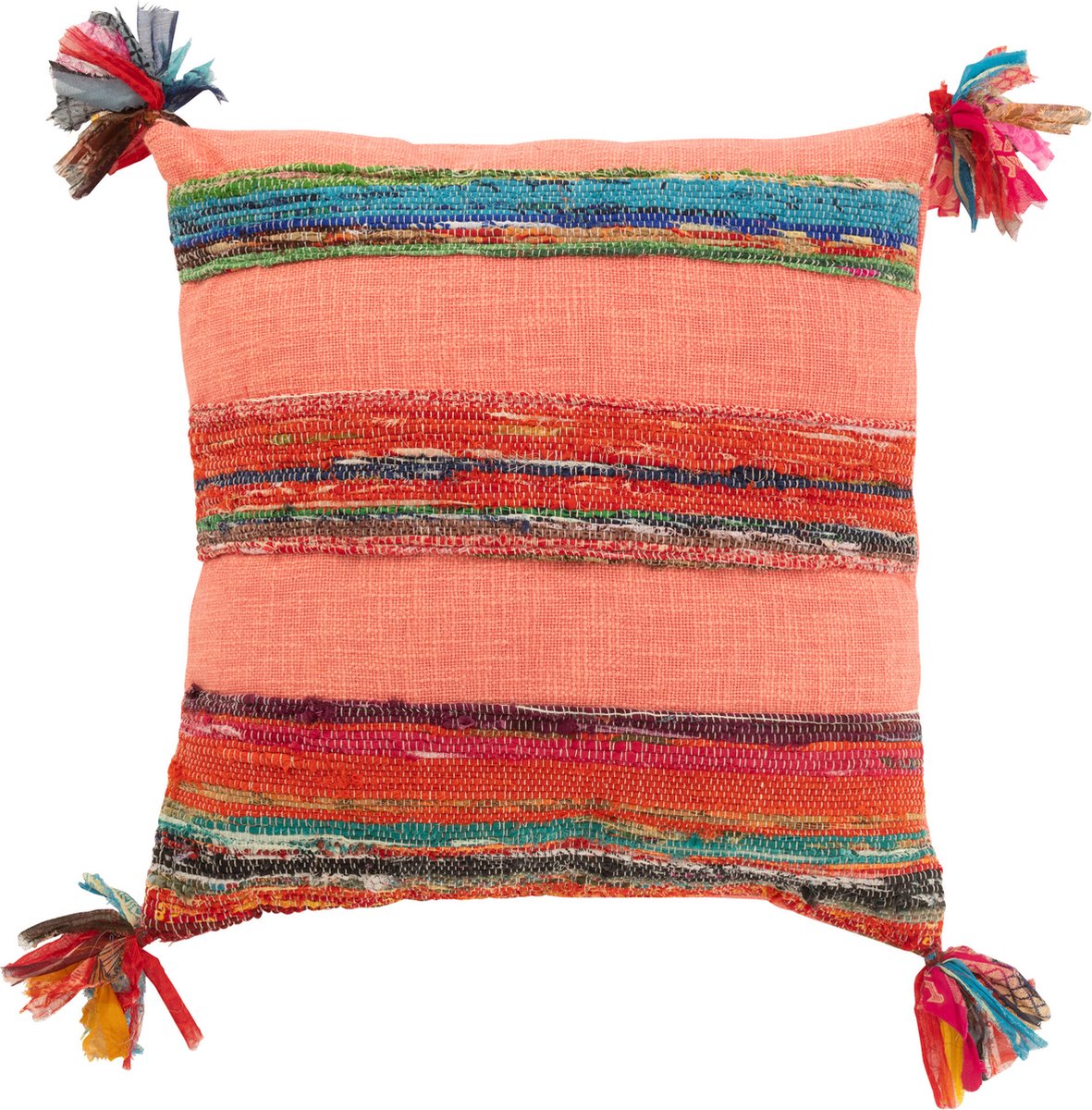 J-Line kussen Chindi Kwast - katoen/polyester - roze Multi