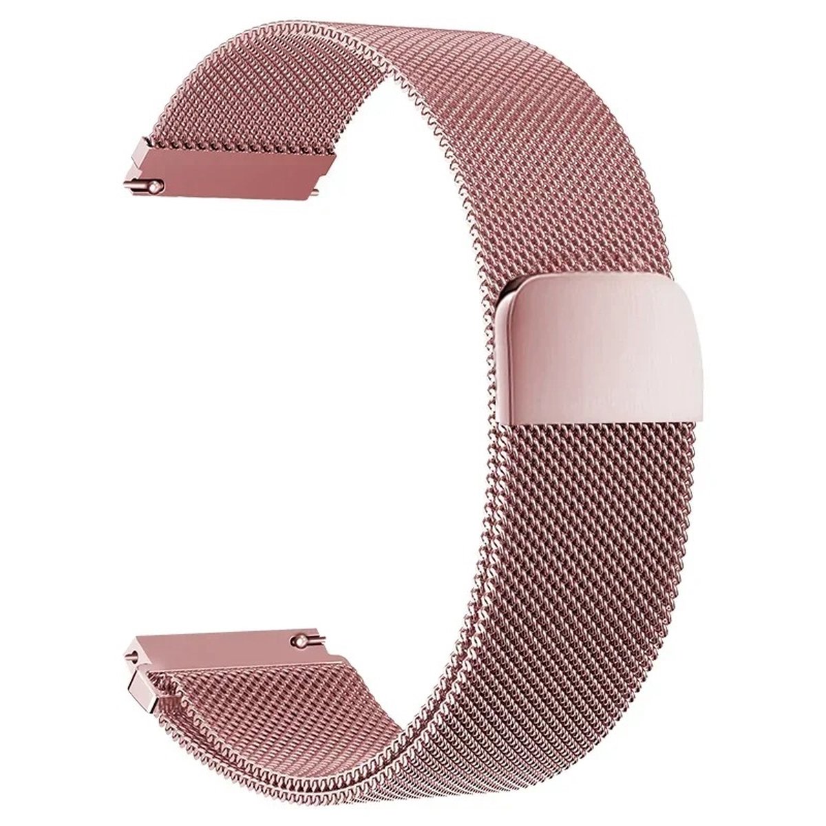 22mm Universeel RVS horlogeband Mesh Milanese Lus (Roze) voor Smartwatch en voor een regulier horloge zoals Casio Rolex Seiko Tudor Pagani Homage etc