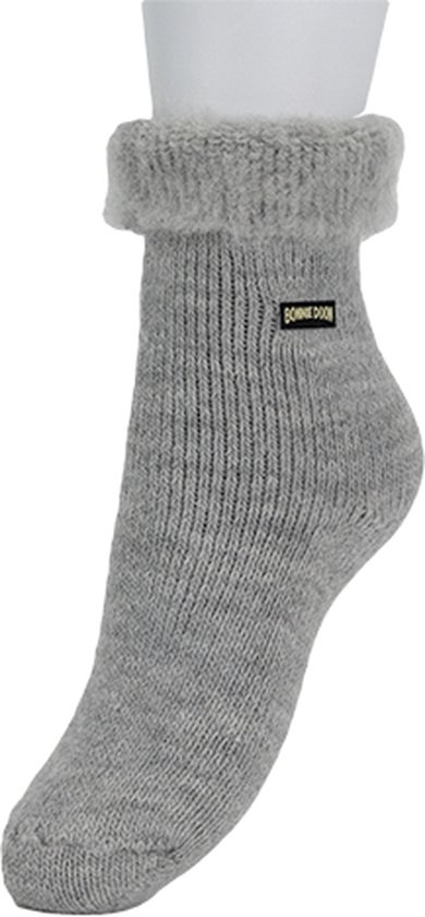 Bonnie Doon Zachte Wollen Bedsokken Dames Maat 36-42 Alpaca en Wol Huissokken Kleur Licht Grijs Mele - Wol - Alpaca - Acryl - Warm - Pyjamadag - Stay in Bed Sock - Minder Drukplekken - Slaapsokken - Comfort - Warm- Light Grey Mele - BP241107.590