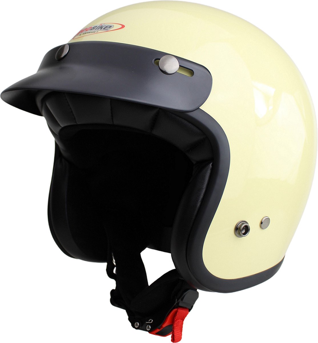 Redbike RB-720 - Retro Jethelm - Ivoor Wit - Maat XXL - ECE 22.06 - Motor, Brommer en Snorfietshelm - Inclusief Zonneklep