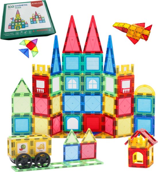 Magnetic Tiles- Magnetisch Speelgoed – 103 stuks - Constructie speelgoed - Magnetische tegels - Montessori speelgoed - Magnetic toys - Magnetische bouwstenen - Speelgoed Kinderen - Sinterklaas - kerst
