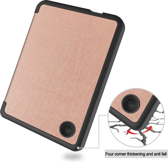 e-Reader Hoesje Leather Book Case met Wake/Sleep-functie - Kobo Clara Colour / Clara BW Hoesje - Rose Gold — afbeelding 3