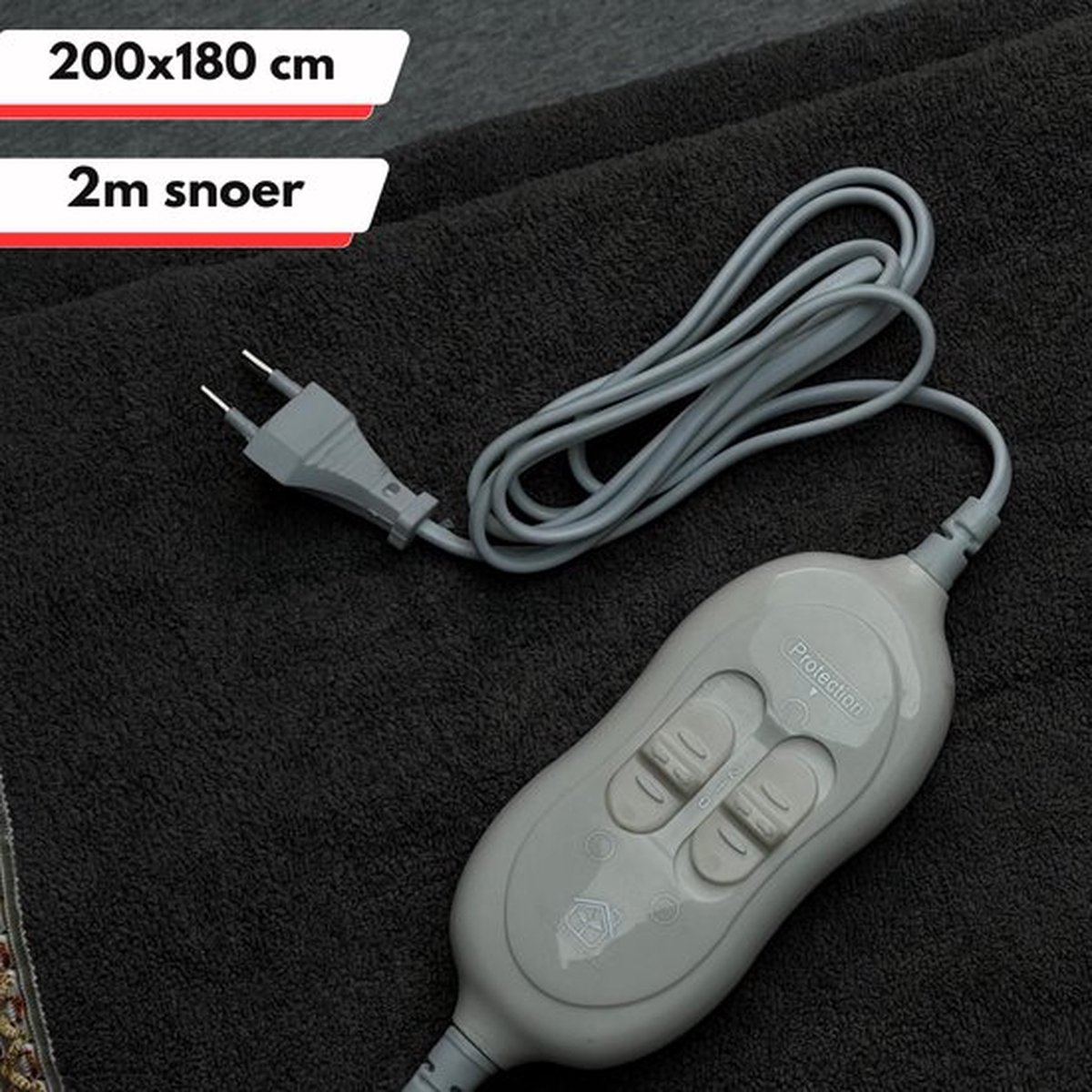 XXL Elektrische deken – Onderdeken – Tweepersoons – 180 x 200 cm - 2 temperatuurstanden – Fleece – Twee schakelaars – Grijs - Warmte deken 180x200 — cadeau in Cadeau-ideeën - foto 7
