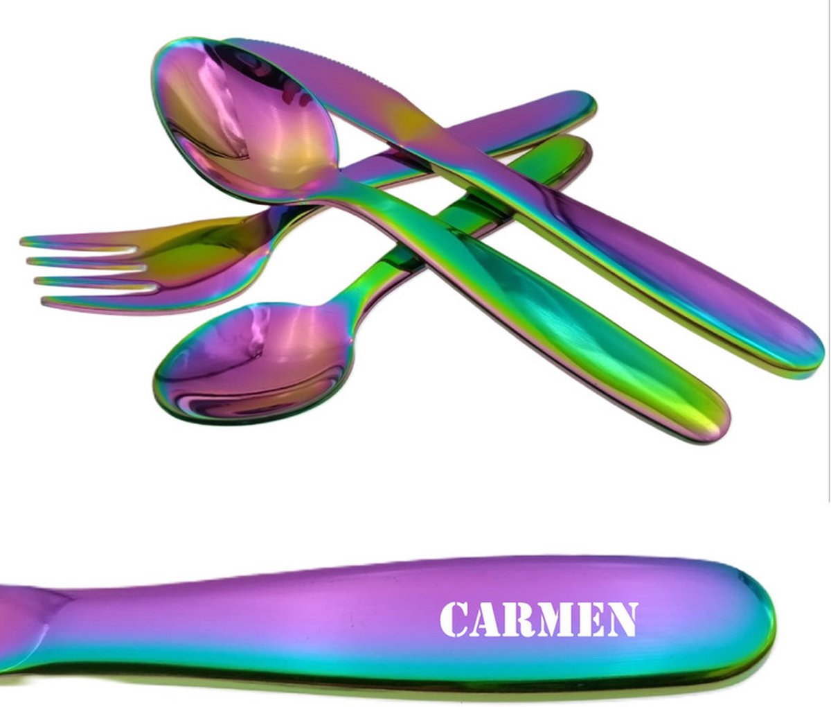 Goedkoopste Kinderbestek Met Stoere Naam Gravering - Carmen - Olie