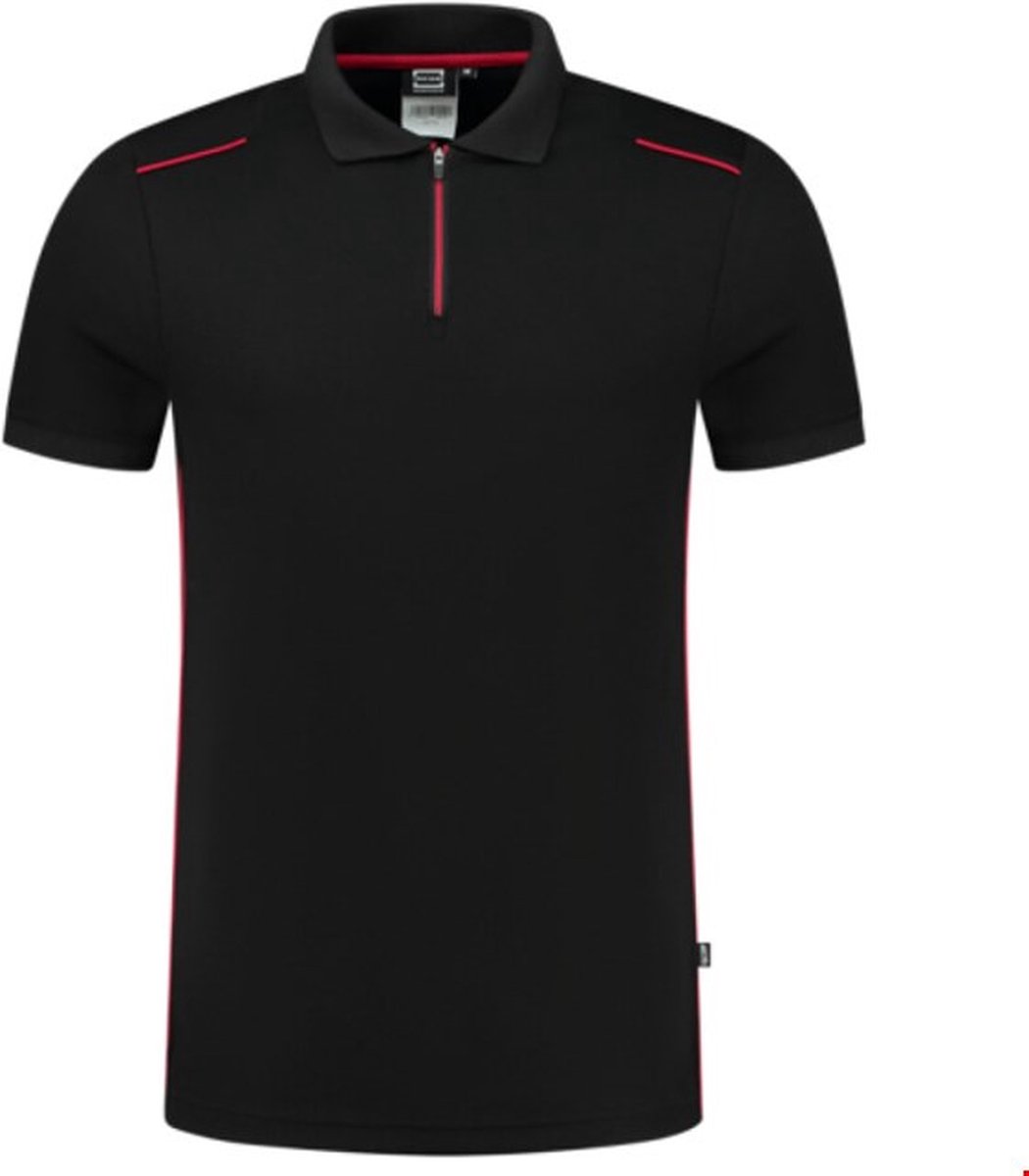 Tricorp Casual 202703 Accent unisex poloshirt Zwart Rood L