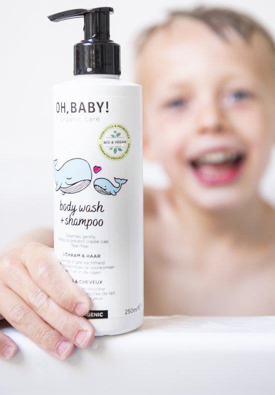 Oh, Baby! Collection (3*250ml + 2*400ml) - Natuurlijk, biologisch & vegan voor baby's en kinderen - Body Wash & Shampoo + Badolie + Badschuim + Lichaamsmelk + Liniment van Merkloos — afbeelding 2