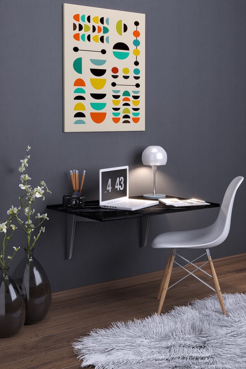 Moka Park -Inklapbaar Tafel - Studeerbureau - Klaptafel - Inklapbare Tafel - Vouwtafel - Uitschuifbare Tafel - Haltafel - Opvouwbaar Tafel - Zwart