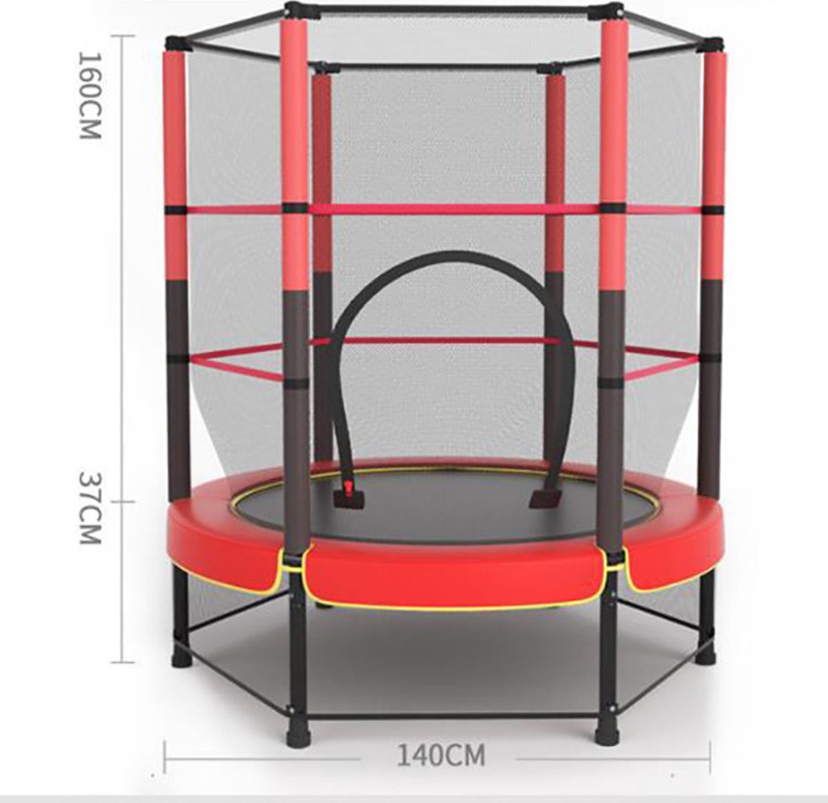OFMOTRA Trampoline - Inclusief veiligheidsnet - Kinder Trampoline - Buitenspeelgoed - 140 cm - tot 150kg - Rood — afbeelding 5