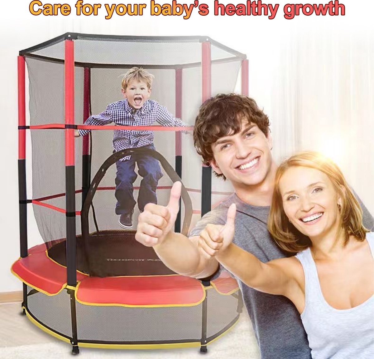 OFMOTRA Trampoline - Inclusief veiligheidsnet - Kinder Trampoline - Buitenspeelgoed - 140 cm - tot 150kg - Rood — afbeelding 2