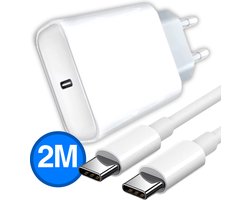 Snellader USB-C 2 Meter – Geschikt voor iPhone 15 / 16 & Samsung Galaxy – Inclusief USB-C Kabel – Veilig & Betrouwbaar Opladen