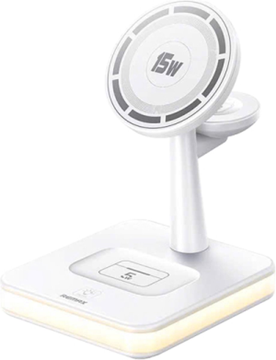 Remax RP-W96 - Wireless Charger - 4in1 - 33W - Nachtlampje - Wit