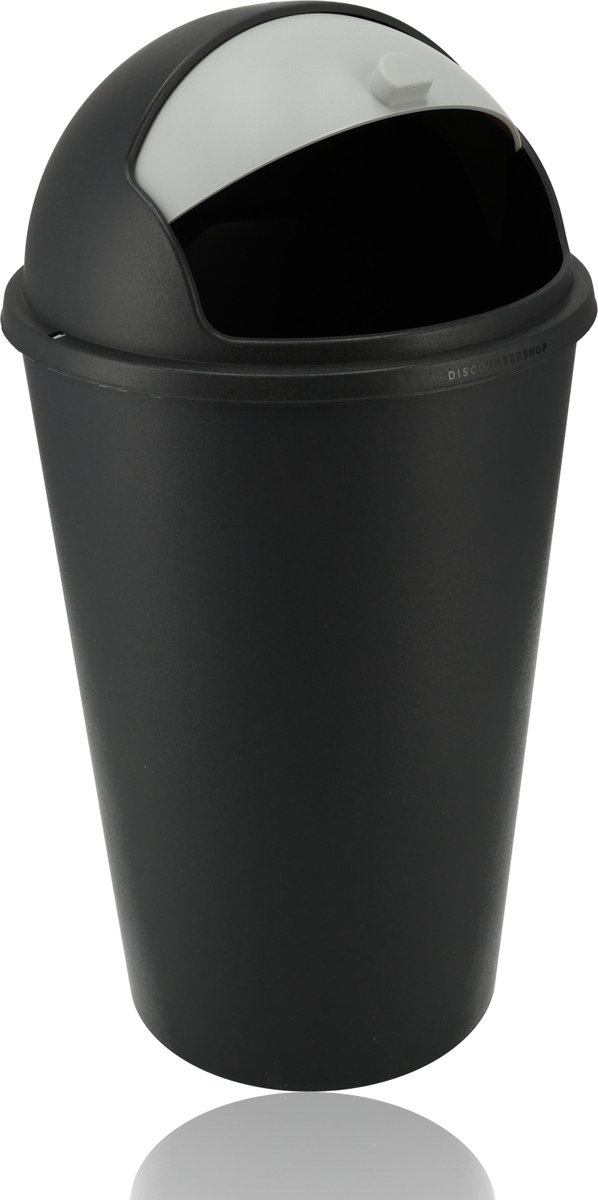 Goedkoopste Prullenbak Schuifklep -25liter- Afvalbak- Afvalemmer met Deksel - Container - Roll Prullenbak Zwart/Antraciet