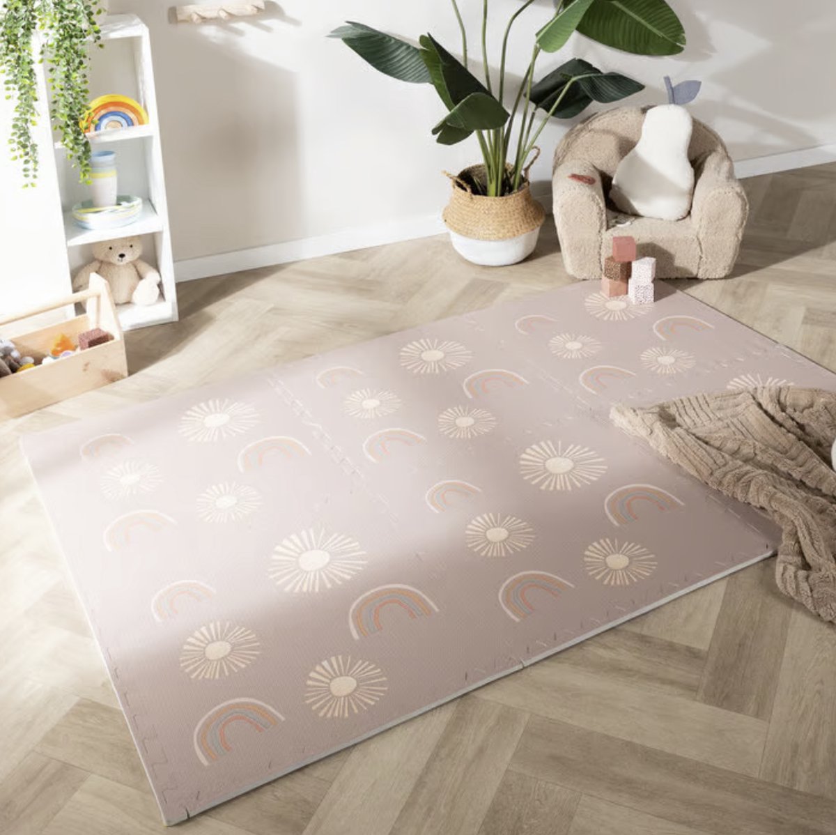 NilaFee® - Speelkleed - Speelmat - Puzzelmat - Baby - Foam - 120 x 180 cm - Uitbreidbaar - Yoga mat - Fitnessmat - Vloerbeschermer - Rainbow Pink — afbeelding 8