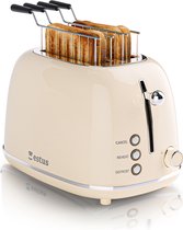 Estus Iconic Broodrooster met Tostiklemmen - Tosti Apparaat - Retro Toaster - Extra Brede Sleuven - Alle Broodsoorten - Premium - Beige