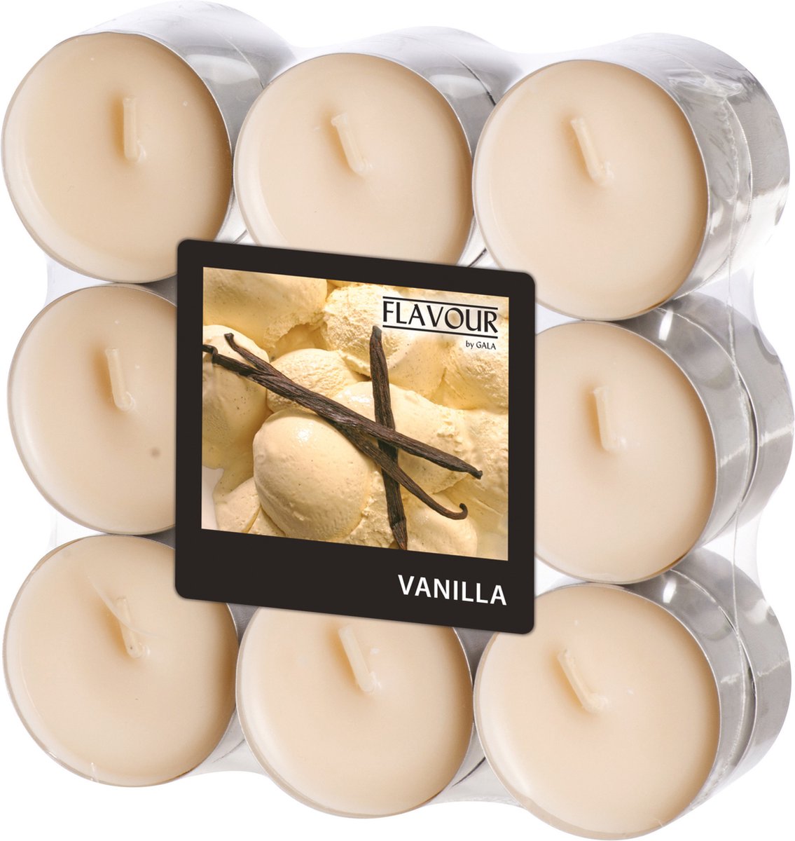Conpax Candles Geur theelichtjes/waxinelichtjes - 18x - Vanilla aroma - 4,5 branduren Creme