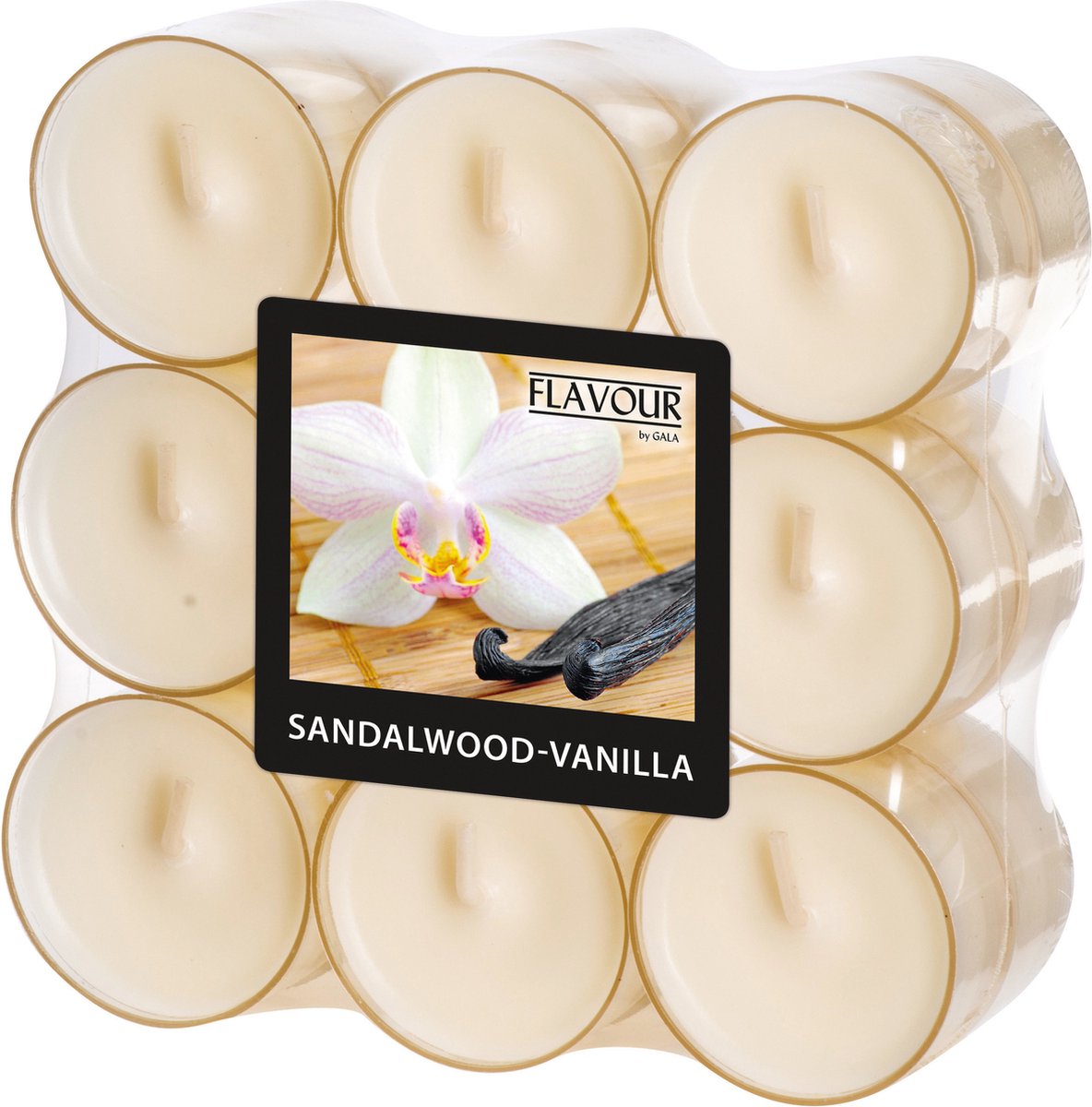 Conpax Candles Geur theelichtjes/waxinelichtjes - transparant - 18x - Sandalwood-vanilla aroma - 6 branduren