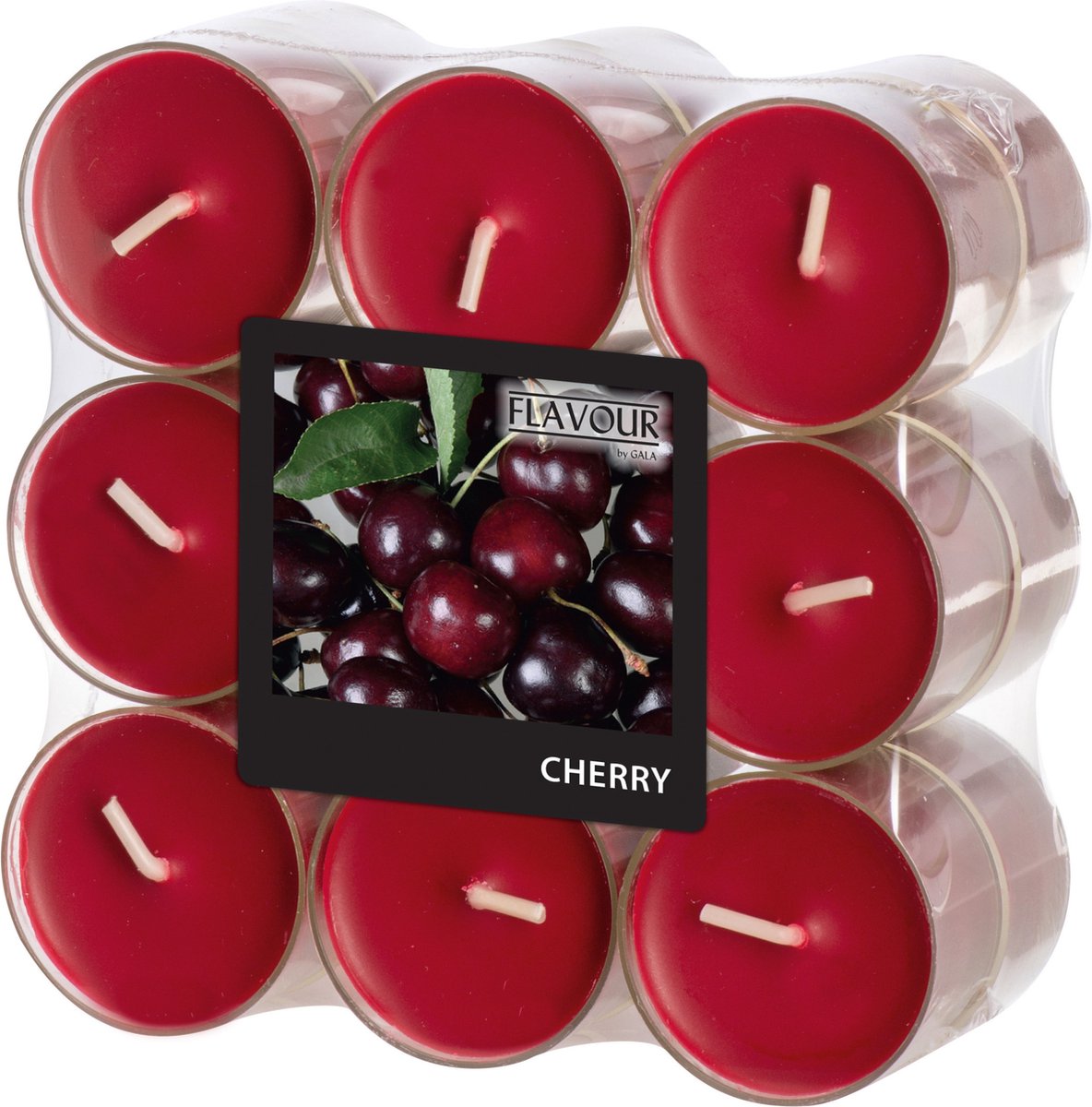 Conpax Candles Geur theelichtjes/waxinelichtjes - transparant - 18x - Cherry aroma - 6 branduren