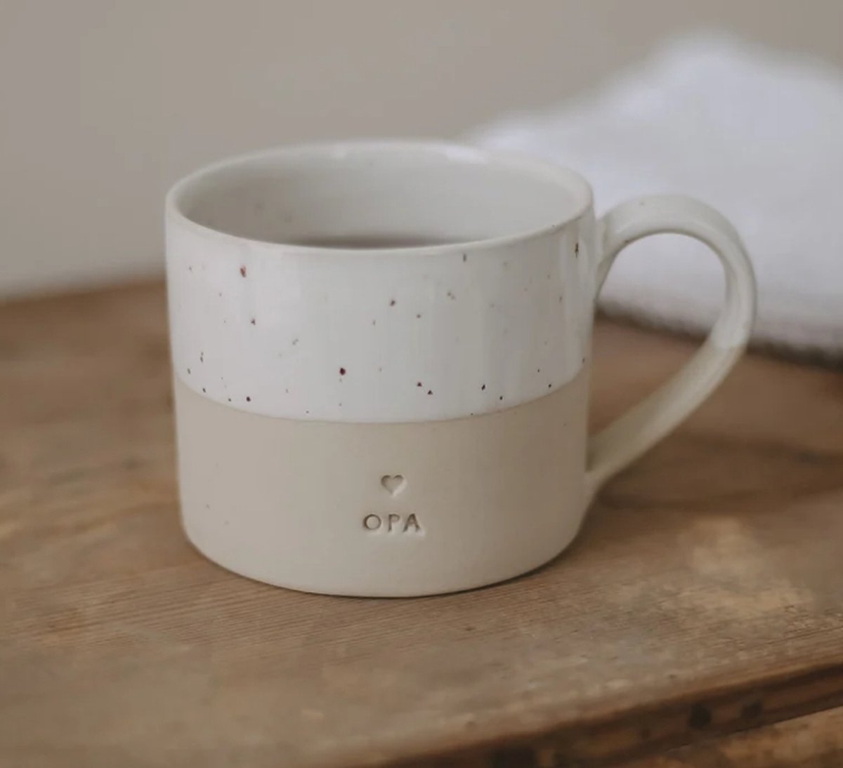 Mok opa - Tas - Met oor - Opa - Liefde - Aardewerk - Handgemaakt - Servies - Grootouders - Valentijn - Decoratie - Geschenk - Cadeau - Koffie - Thee - Origineel Cadeau - Uniek