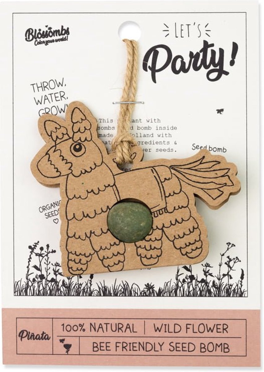 Blossombs Wenskaart met Zaadbom - Let's Party! - Cadeau
