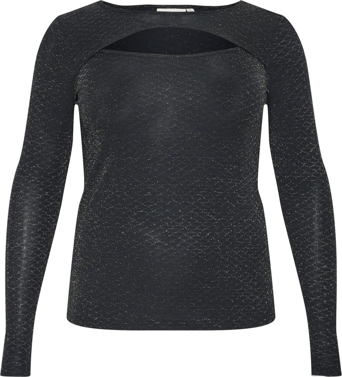 Kaffe Curve KCellia LS Dames Blouse -Black Glitter Jersey