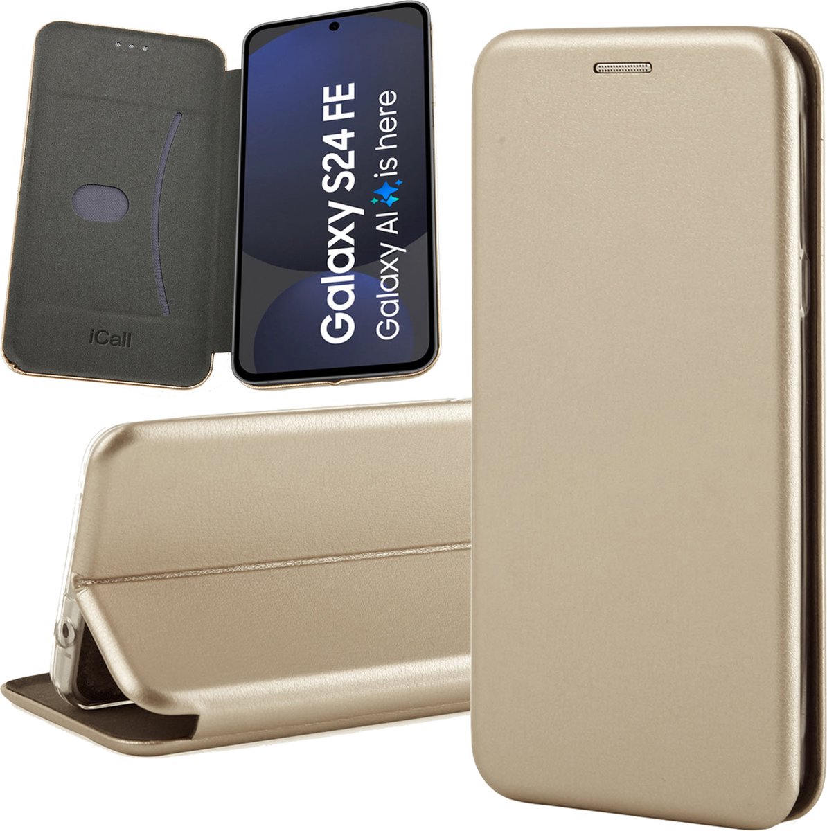 Hoesje geschikt voor Samsung Galaxy S24 FE - Wallet Book Case Goud