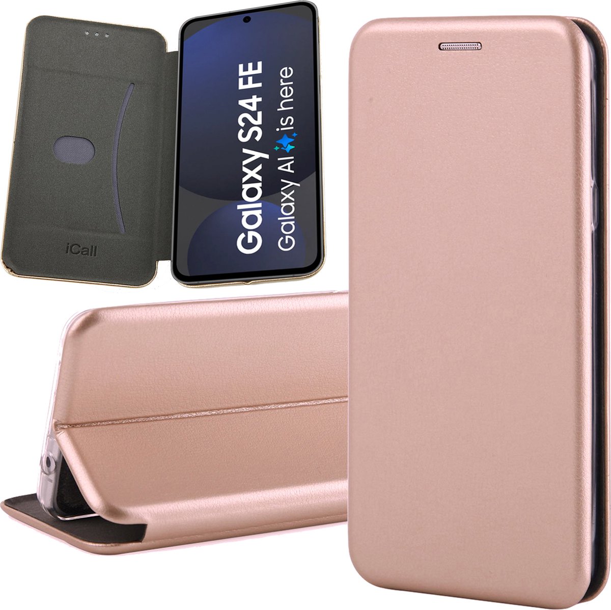 Hoesje geschikt voor Samsung Galaxy S24 FE - Wallet Book Case Rosegoud