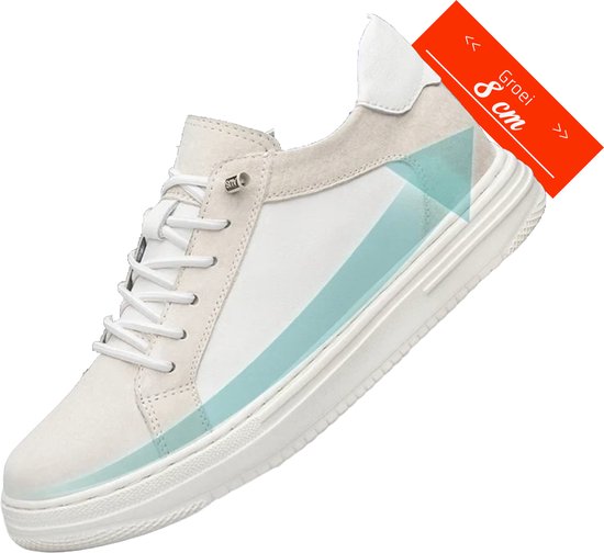 Baskets pour femmes augmentant la taille HeightBeast | +8 cm de plus | Chaussures rehaussantes | Grandir | Chaussures hautes décontractées | Semelles surélevées | Taille 43 | Crème