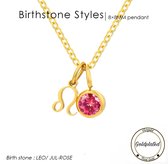 Borasi Birthstone Ketting Juli | Sterrenbeeld Leeuw | Goldplated | Roze | Dames Sieraden | Dames Ketting |