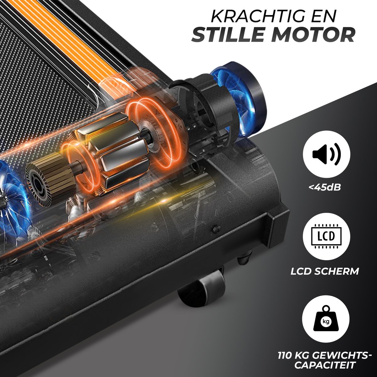 Afbeelding 2 van Fitby Loopband - Loopband inklapbaar - Walking Pad - Wandelband - 1-8km/u - LED scherm - Zwart