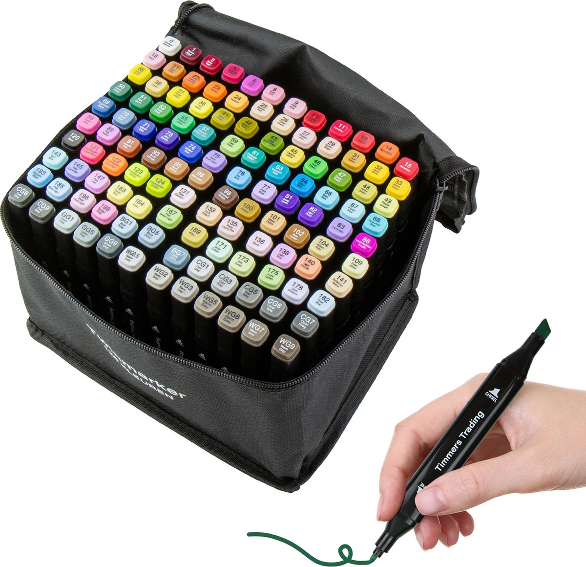 Timmers trading Twinmarkers - 120 stuks - Professionele alcohol markers - Dubbelzijdige dual tip markers - alcohol stiften - markeerstiften