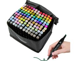 foto van Timmers trading Twinmarkers - 120 stuks - Professionele alcohol markers - Dubbelzijdige dual tip markers - alcohol stiften - markeerstiften