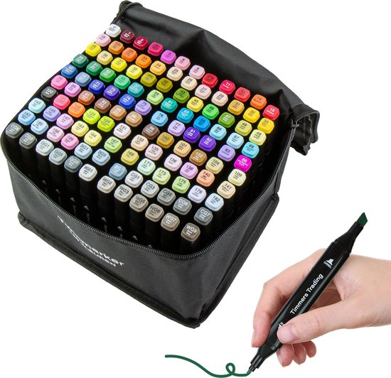 Timmers trading Twinmarkers - 120 pièces - Marqueurs à alcool professionnels - Marqueurs double face double pointe - Marqueurs à alcool - Surligneurs