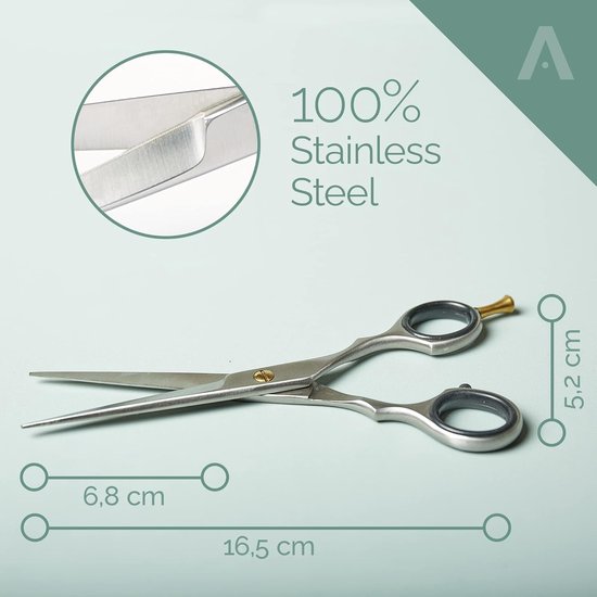 Socialic Socialic® haarschaar incl. etui - extra scherpe haarknipschaar (16,5 cm) van koolstofstaal voor knippen, haarstyling en als baardtrimmer | nauwkeurige professionele kappersschaar voor dames, heren en kinderen