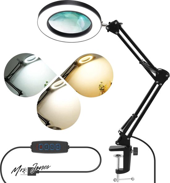 Veemagni 12 x vergrootglas met licht en klem, echt glazen