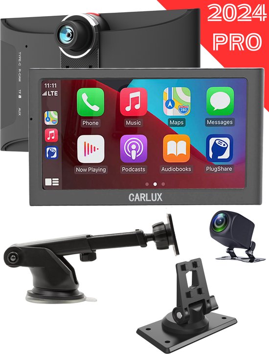Carlux Multifunctionele Navigatiesysteem - Apple Carplay & Android Auto - Dashcam & Achteruitrijcamera - Carplay Scherm - Autoradio Met Bluetooth - Handsfree Bellen Auto
