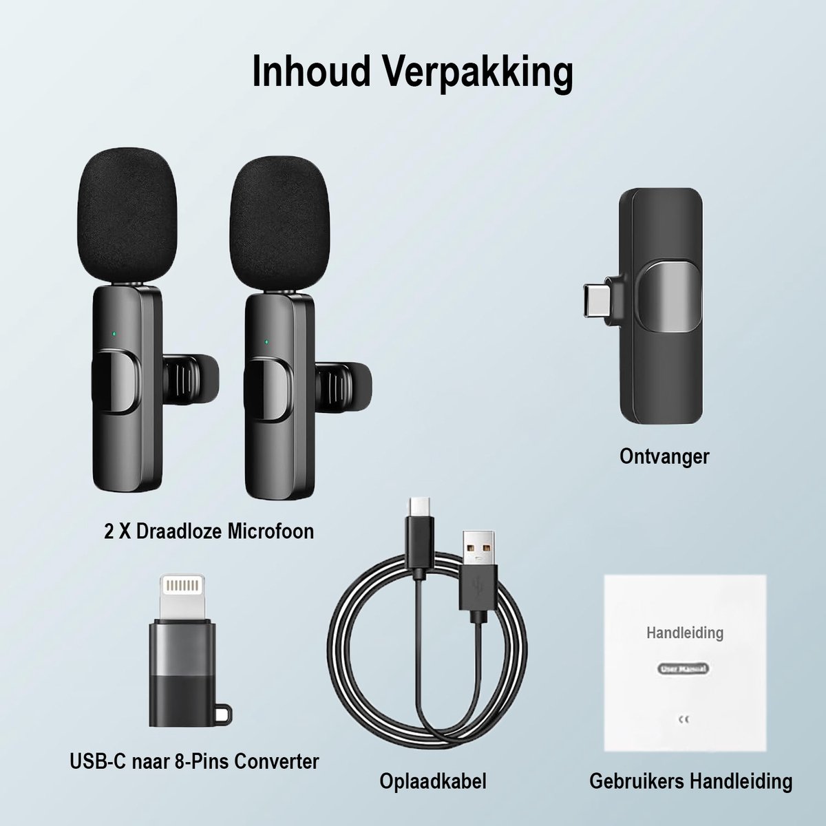 ThunderGold Draadloze Microfoon - 2 stuks - Microfoon Draadloos - Dasspeld Microfoon Draadloos - Microfoon Bluetooth - Lavalier Microfoon - USB-C & 8-pins ontvanger - Geschikt Voor Alle Telefoons — cadeau in Gadgets - foto 7
