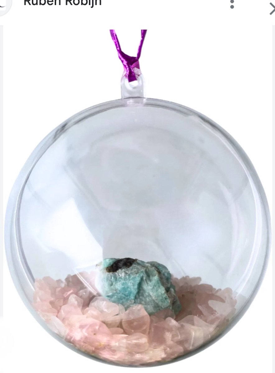 Kerstbal Roze kwarts met Amazoniet
