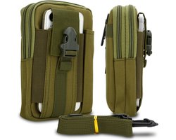 Hoesje geschikt voor BQ Aquaris X2 in effen groen tactische mobiele telefoon molle EDC etui compatibel schoudertache militaire riem case cover