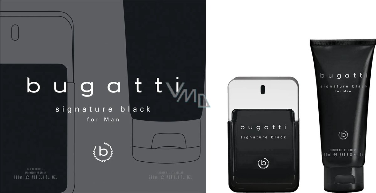 Goedkoopste Bugatti cadeauset signature zwart voor man - 1x Eau de Toilette (100 ml), 1x douchegel (200 ml