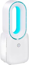 Lifetime Air Bladeloze Ventilator - Stille Ventilator Met Drie Snelheden - Draadloze Bureau Ventilator - Tafel Ventilator met LED Mood Light - USB-C Oplaadbaar - Compact Design - 5W - Wit