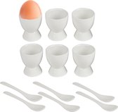 Schramm® 6 eierdopjes gebogen porseleinwit Eierhouder met schap Eierhouder 6 st