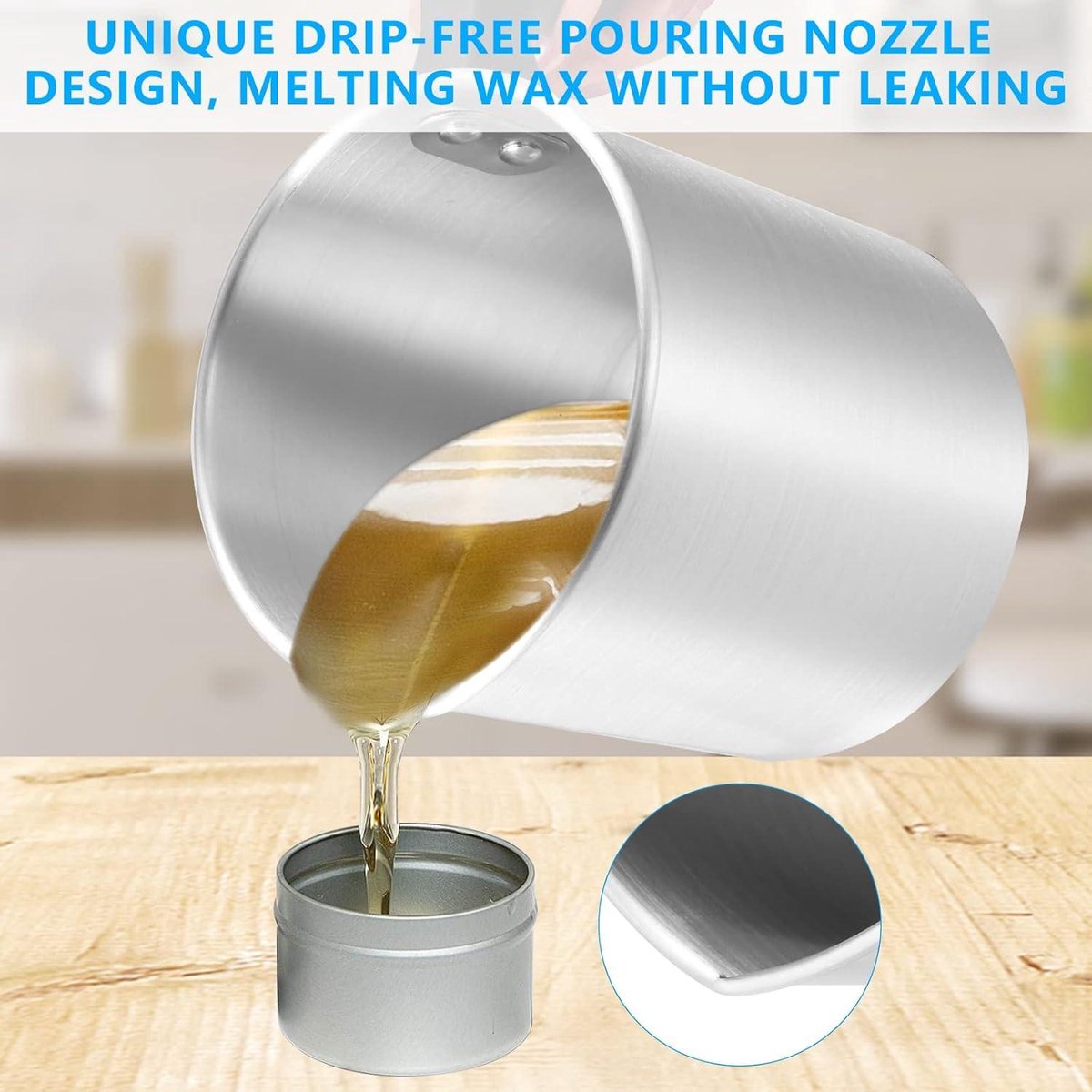 Nevolis Candle Melting Pot Metal Can For Melting Wax 1.2l - Scented Candle DIY Wax Melting Pot - Candle Heaters For Candle Making And Soap Making .