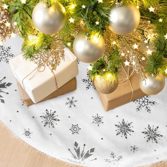 Kerstboomrok/kerstboom kleed wit van stof 90 cm voor kerst bestellen Kerstboomrok/kerstboom kleed wit van stof 90 cm voor kerst bestellen