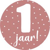 20 Stickers 1 Jaar Roze - verjaardag - dreumes - traktatie - kinderdagverblijf - gastouder - baby - jarig