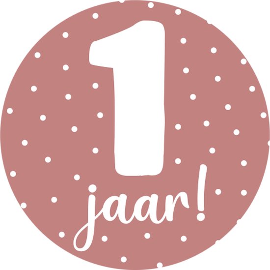 20 Stickers 1 Jaar Roze - verjaardag - dreumes - traktatie - kinderdagverblijf - gastouder - baby - jarig