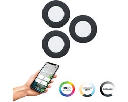 EGLO connect.z Fueva 6-Z Smart Inbouwspot – Badkamer/Buiten – LED – Ø 8.8 cm – Zwart – Instelbaar RGB & wit licht – Dimbaar – Zigbee