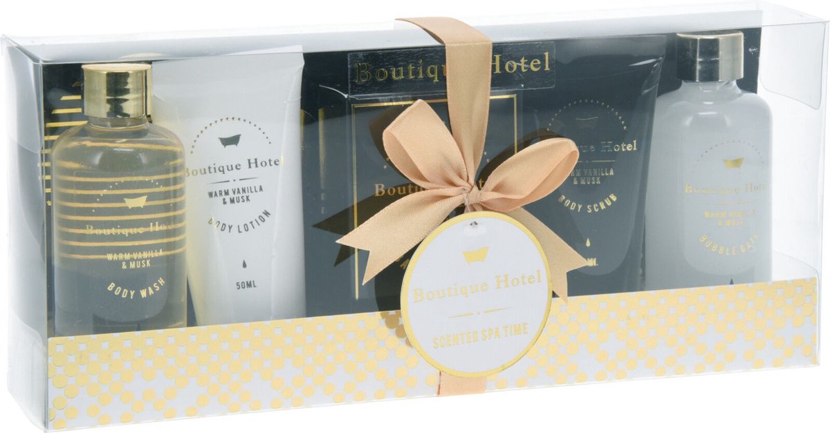 Goedkoopste BADSET 5 DELIG MET GEUR BOUTIQUE HOTEL VANILLA & MUSK