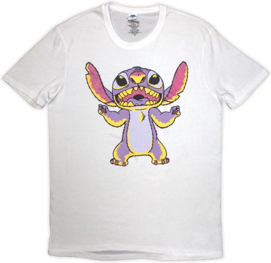 Disney Lilo & Stitch - Purple Stitch Heren T-shirt - 2XL - Wit