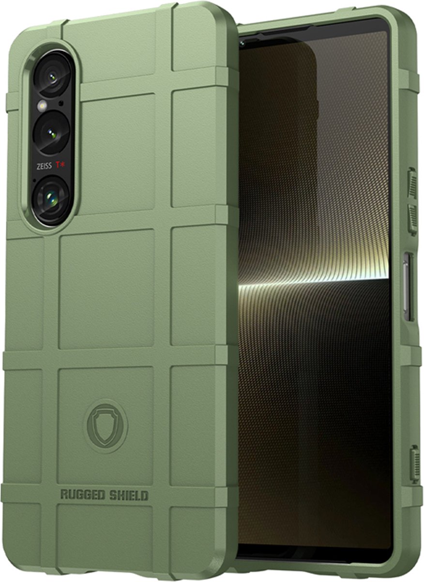 MobyDefend Hoesje - Geschikt voor Sony Xperia 1 VI - Rugged Shield TPU Backcover - Groen