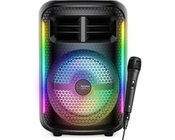 PartyFunLights draadloze karaoke set party speaker met microfoon zwart - Discoverlichting - Oplaadbaar